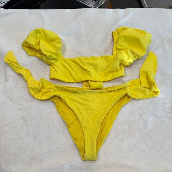 New! SET Agua Bendita Eileen Isabella Puff Sleeve Cheeky Bikini 31082 - Picture 7 of 12